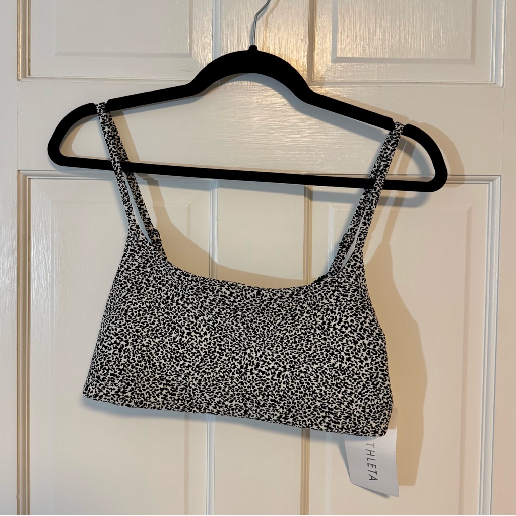 Athleta | Scoop Textured Bikini Top A-C, Black & White Jacquard, Size L - Nwt
